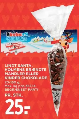 Kinder - SANTA, HOLMENS BRÆNDTE MANDLER ELLER CHOKOLADE