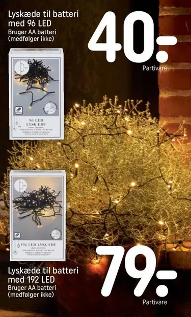 Lyskæde til batteri med 96 LED, Lyskæde til batteri med 192 LED