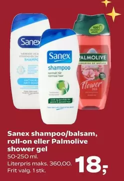 shampoo/balsam, roll-on eller shower gel