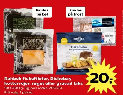 fiskefileter, Diskobay kutterrejer, røget eller gravad laks