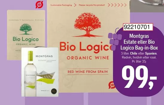 Bio - Montgras Estate eller  Logico Bag-in-Box