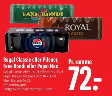 Faxe - Classic eller Pilsner,  Kondi eller Max
