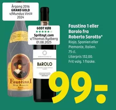 Faustino 1 eller Barolo