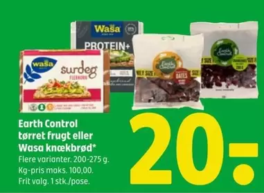 tørret frugt eller
Wasa knækbrød