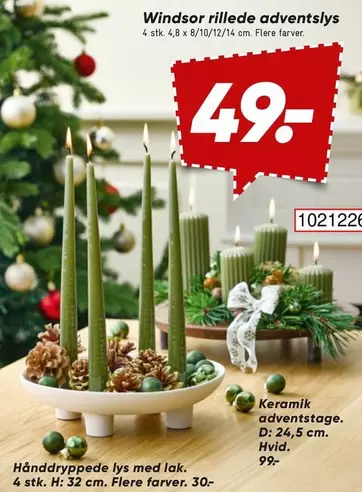 Keramik - Windsor rillede adventslys