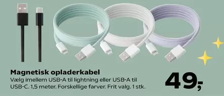 Magnetisk opladerkabel
