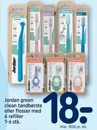green clean tandbørste eller flosser med 6 refiller