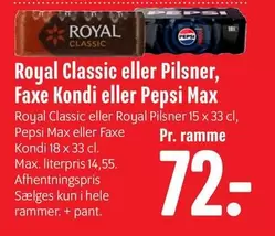 Pepsi - Classic eller Pilsner, Faxe Kondi eller  Max