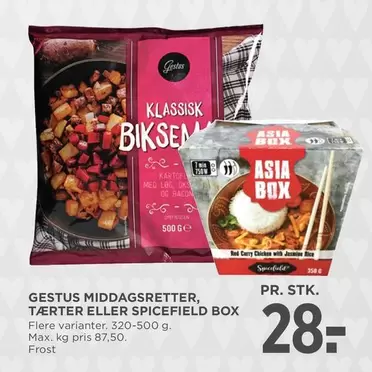 Red - MIDDAGSRETTER, TÆRTER ELLER SPICEFIELD BOX