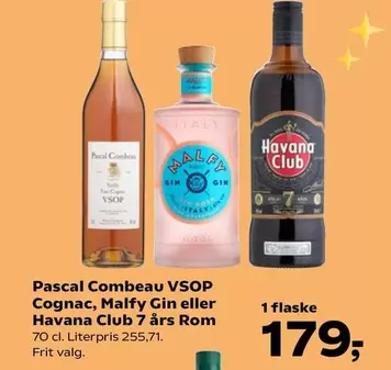 Havana - Combeau VSOP Cognac, Malfy Gin eller  Club 7 års Rom
