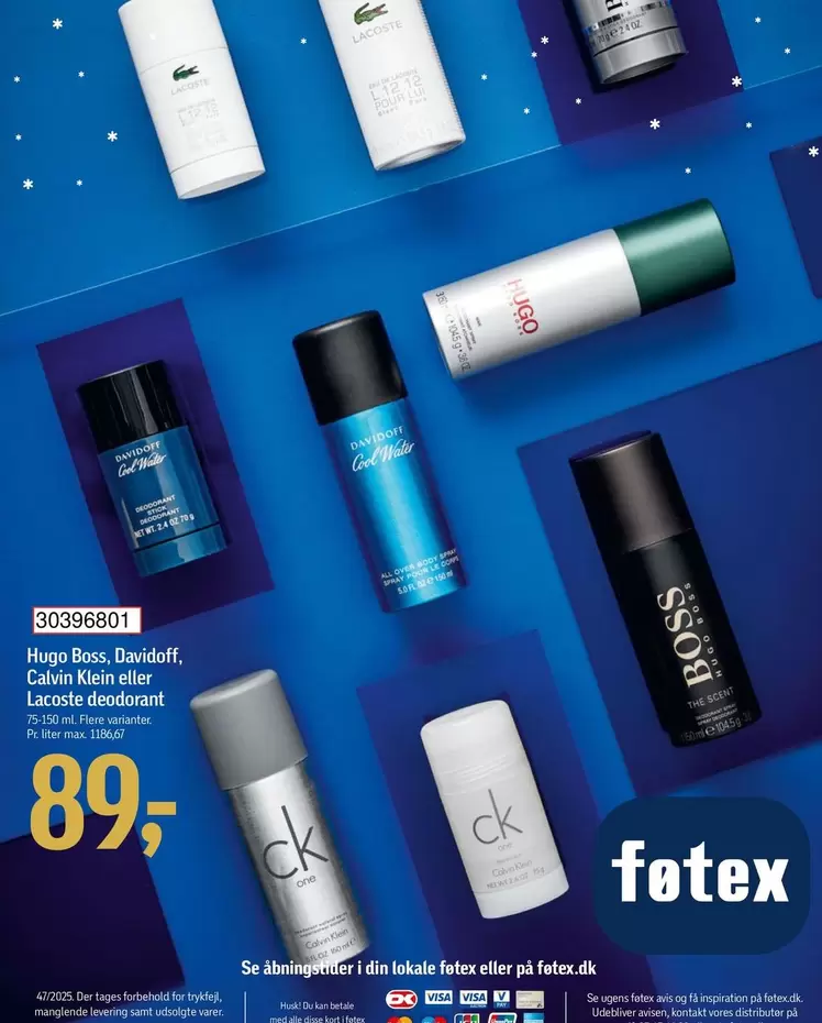 Kort - Hugo Boss, Davidoff, Calvin Klein eller Lacoste deodorant