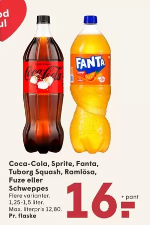 Coca Cola - Coca-Cola, Sprite, Fanta, Tuborg Squash, Ramlösa, Fuze eller Schweppes