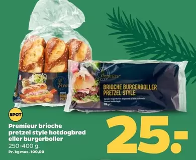 brioche pretzel style hotdogbrød eller burgerboller