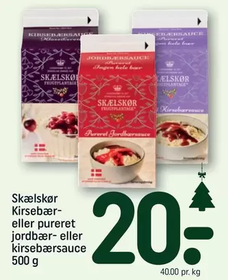 Kirsebær- eller pureret jordbær- eller kirsebærsauce