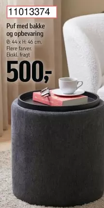 Puf med bakke og opbevaring