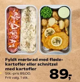 Fyldt mørbrad med fløde-kartofler eller schnitzel med kartofler