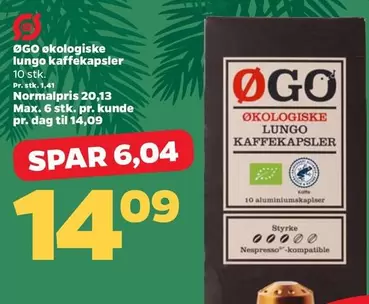 økologiske lungo kaffekapsler