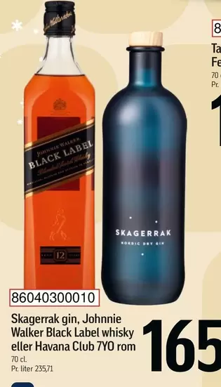 Havana - Skagerrak gin, Johnnie Walker Black Label whisky eller  Club 7YO rom