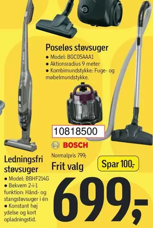 Bosch - Poseles støvsuger, Ledningsfri støvsuger