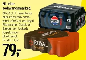 Ds - Faxe Kondi, Pepsi Max, Royal Pilsner, Classic