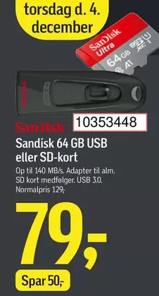 Kort - 64 GB USB eller SD-kort