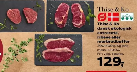 dansk økologisk entrecote, ribeye eller mørbradbøffer