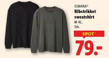 Ribstrikket sweatshirt