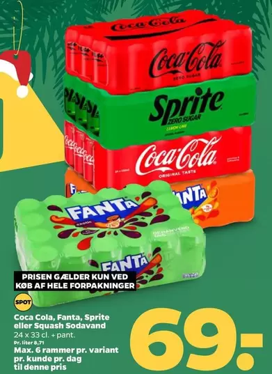 Coca Cola - Cola, Fanta, Sprite eller Squash Sodavand