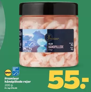 håndpillede rejer