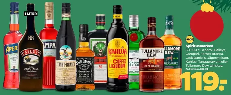 Honey - Aperol, Baileys, Campari, Fernet Branca, Jack Daniel's, Jägermeister, Kahlúa, Tanqueray eller Tullamore Dew whisky