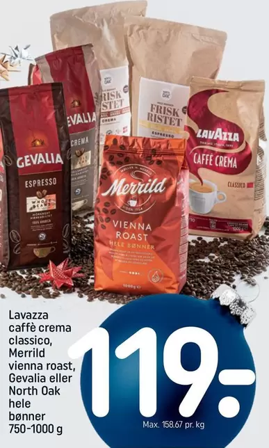 caffè crema classico, vienna roast, eller North Oak hele bønner
