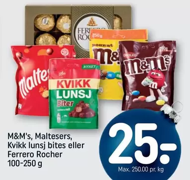 Ferrero Rocher - M&M's, Maltesers, Kvikk lunsj bites eller