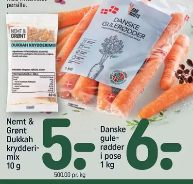 Dukkah krydderimix, Gulerødder