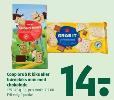 Grab It kiks eller børnekiks mini med chokolade