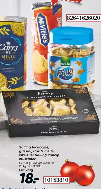 focaccine, grissini, Carr's melts kiks eller Salling Princip krustader