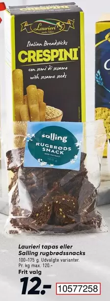 Laurieri tapas eller Salling rugbrødssnacks