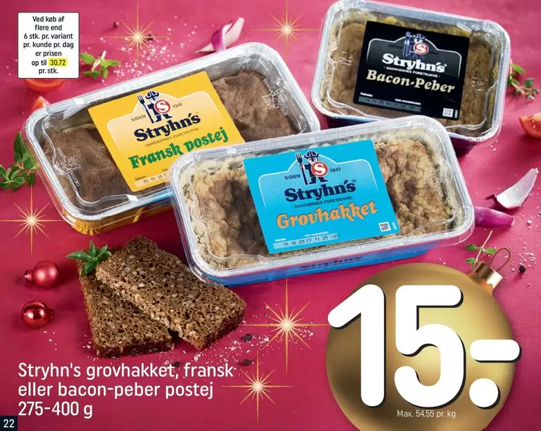 grovhakket, fransk eller bacon-peber postej