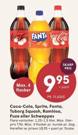 Coca Cola - Sprite, Fanta, Tuborg Squash, Ramlösa, Fuze eller Schweppes