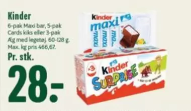 Kinder - Maxi bar, Cards kiks eller Ag med legetøj