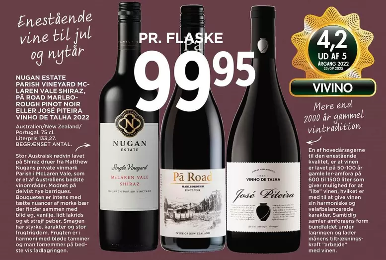 Den - NUGAN ESTATE PARISH VINEYARD MC LAREN VALE SHIRAZ, PÅ ROAD MARLBOROUGH PINOT NOIR ELLER JOSE PITEIRA VINHO DE TALHA 2002