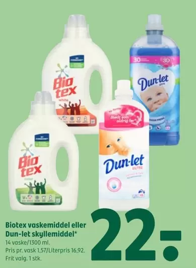 Bio - vaskemiddel eller Dun-let skyllemiddel