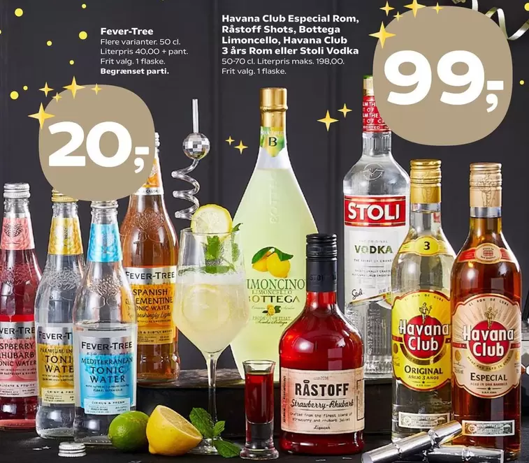 Havana - Especial Rom, Råstoff Shots, Limoncello, 3 års Rom eller Vodka