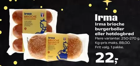 Irma brioche burgerboller eller hotdogbrød
