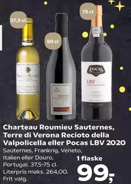 Roumieu Sauternes, Terre di Verona Recioto della Valpolicella eller Pocas LBV 2020