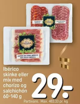 Ibérico skinke eller mix med chorizo og salchichón