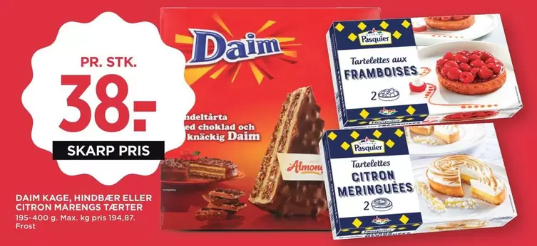 DAIM KAGE HINDBÆR ELLER CITRON HARENGS TERTER