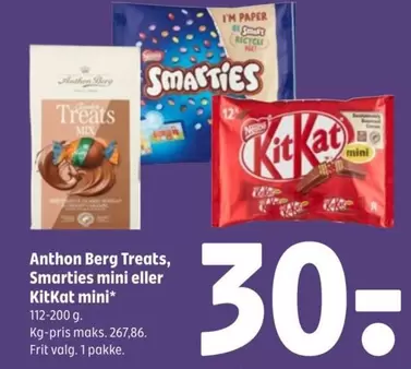 Treats, Smarties mini eller KitKat mini
