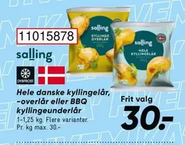 Hele danske kyllingelår, -overlår eller BBQ kyllingeunderlår