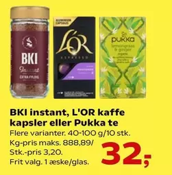 instant, kaffe kapsler eller te