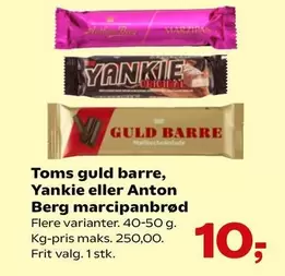 guld barre, Yankie eller Anton Berg marcipanbrød